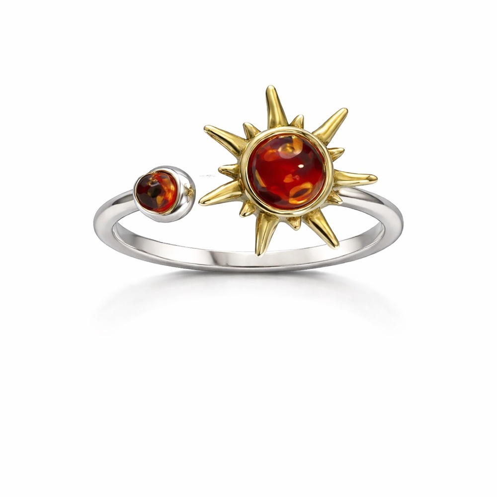 925 Amber Spinning Sun Ring